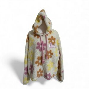 Barbie Women's Floral Daisy Sherpa Teddy Faux Fur Hoodie Size XL
